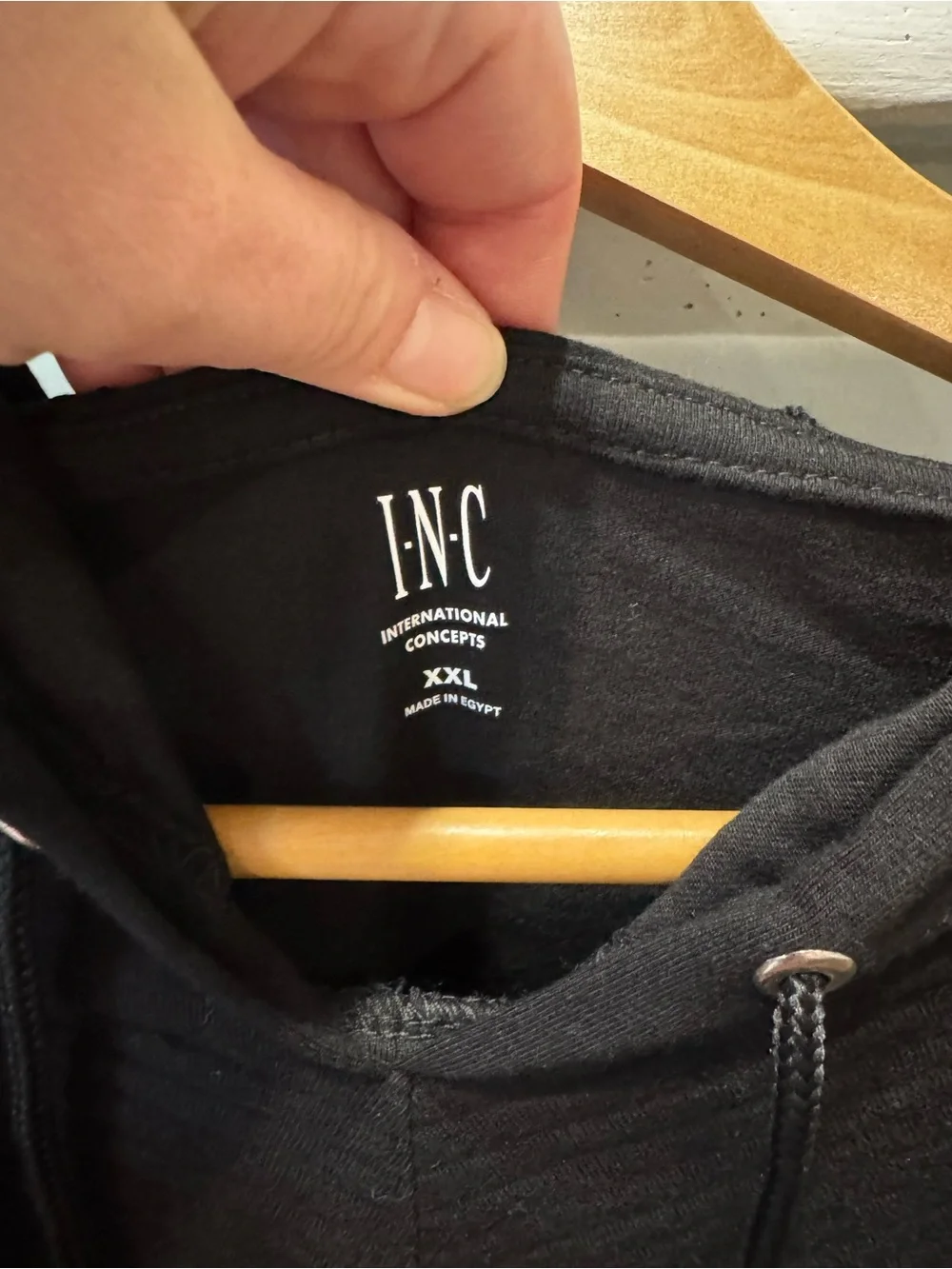 🆕 INC International Concepts Black Ribbed Pullover Hoodie